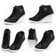 Women's cap toe cubic detail star side zip lace up high wedges heels sneakers w5508