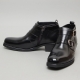 Men's square toe double belt strap back tap side zip high heel ankle boots M5511