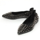 Women's synthetic lether pointed toe rock chick corn spike studded flat loafers black