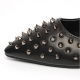 Women's synthetic lether pointed toe rock chick corn spike studded flat loafers black
