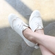 Womens chic white punching wing tip lace up oxford hidden insole elevator shoes