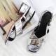 Women's cross strap chunky heels black slingback sandals