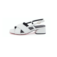 Women's cross strap chunky heels white slingback sandals