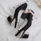 Women's square toe slingback bold heels sandals black