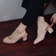 Women's square toe slingback bold heels sandals pink