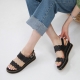 Women's synthetic leather cutting punch dotted pattern slingback sandals black