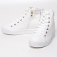 Women's Eyelet Lace Up Hidden Wedge Insole Sneakers High Top Zipper Shoes