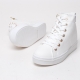 Women's Eyelet Lace Up Hidden Wedge Insole Sneakers High Top Zipper Shoes