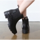 Women's festival fashion glossy black synthetic PVC rain ankle boots