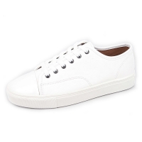Men's glossy round toe cap lace ups sneakers white