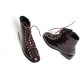 Women's synthetic leather round toe eyelets lace ups ankle brown