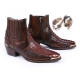 Genuine Crocodile Leather Brown Western Boots