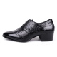 Men's wing tips open lacing wrinkle leather high heels dress shoes black