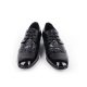 Men's wing tips open lacing wrinkle leather high heels dress shoes black