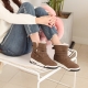 Women's synthetic leather inner fur buckle air comfort sole snow boots brown