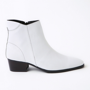 white leather high heel ankle boots
