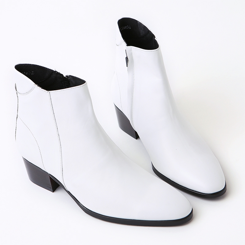White Leather Ankle Boots 