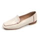 Women's beige square toe flat loafer shoes