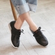 women's lace up leather sneakers black