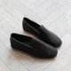Women's black square toe flat loafer shoes