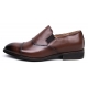 Men's Brown Leather Cap Toe Loafers Dress Shoes