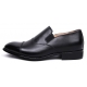 Men's Black Leather Cap Toe Loafers Dress Shoes
