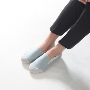 sky blue fabric loafer shoes