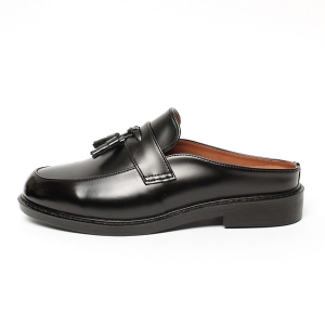 Black tassel loafer mules shoes