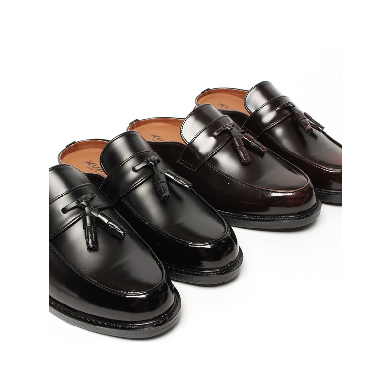 Men's Brown Tassel Loafer Mules Shoes