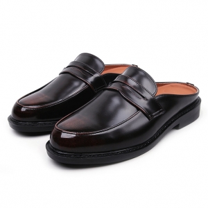 Men's Brown Slip On Penny Loafer Mules Shoes