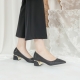 Women's Glitter Black Pointed Toe Metallic Med Heel Pumps