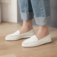 Women's White Loafers Moccasins Slip On Penny Shoes