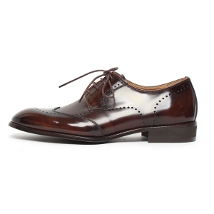 Brown leather wing tip oxford dress shoes