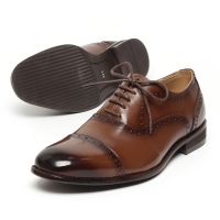 Men's Cap Toe Brown Leather Closed Lacing Oxford Dress Shoes US6.5 - US10