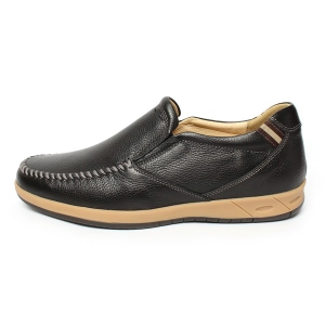 black cow leather casual loafer shoes