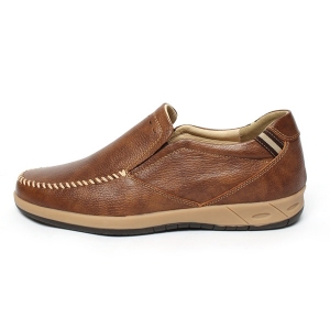 brown cow leather casual loafer shoes