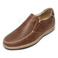 Men's Brown Cow Leather Slip On Casual Loafer Shoes US6.5 - US10