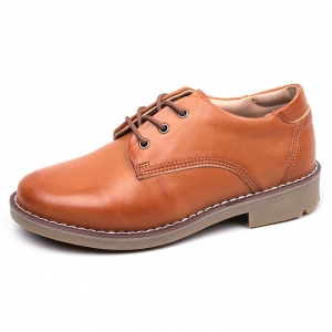 Brown Round Toe Padding Entrance Oxford Casual Shoes