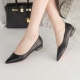Women's Pointed Toe Gold Line Block Low Heel Pumps Shoes﻿
