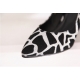 Women's Pointed Toe Giraffe Pattern Glitter Silver Med Heel Pumps
