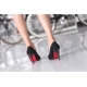 Women's Pointed Toe Stiletto High Heel Black Fabric Pumps US5 - US10
