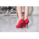 Women's Pointed Toe Stiletto High Heel Red Fabric Pumps US5 - US10