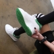 Women's White leather hidden wedge heels lace ups sneakers green