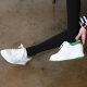 Women's White leather hidden wedge heels lace ups sneakers green