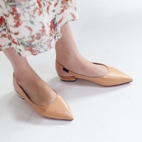 Women's Beige Pointed Toe Comfort fit Block Low Heel Elastic Band Strap Gold Metallic Block Heel Slingback Pumps Shoes