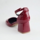 Women's Glossy Wine Square Toe Belt Strap Block Heel Mary Jane Pumps
