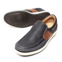 Men's Navy Round Toe Padding Entrance Slip On Loafer Casual Shoes