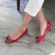 Women's Red Jewel Decoration Low Heel Pumps Shoes