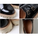 Men's Cap Toe Double Monk Strap Wedge Heel Shoes