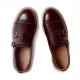 Men's Brown Cap Toe Double Monk Strap Wedge Heel Shoes